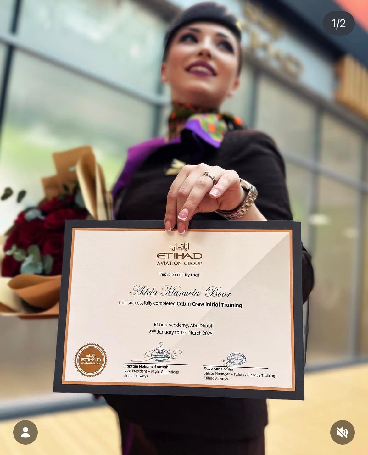 Manuela Tabara — Etihad certificate